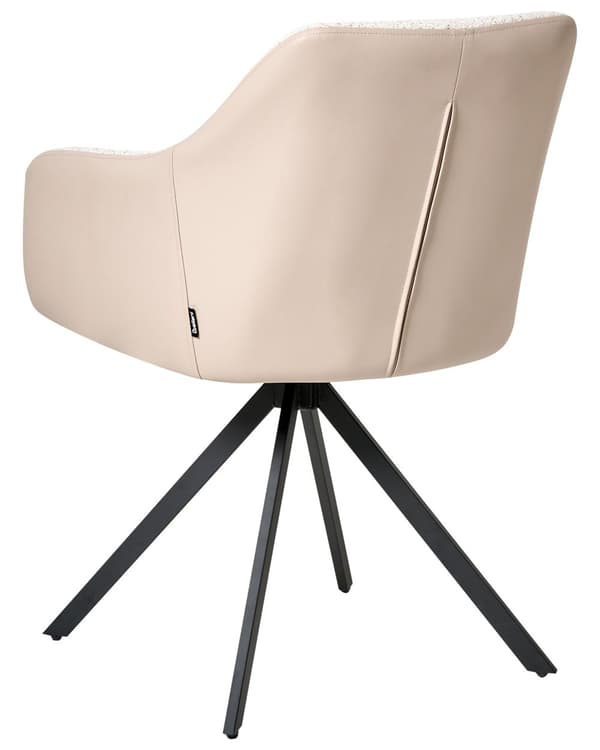 Sett med 2 Stoler i Lys Beige Boucle og Kunstskinn Metallben til Spisestue