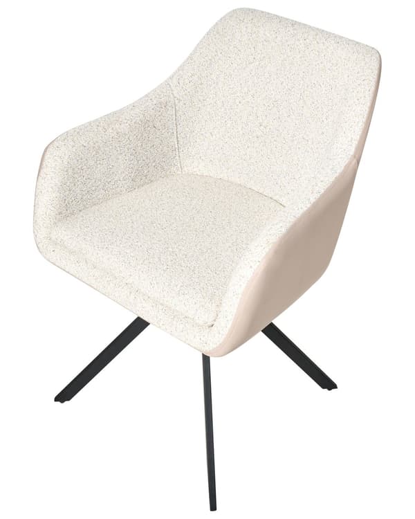 Sett med 2 Stoler i Lys Beige Boucle og Kunstskinn Metallben til Spisestue