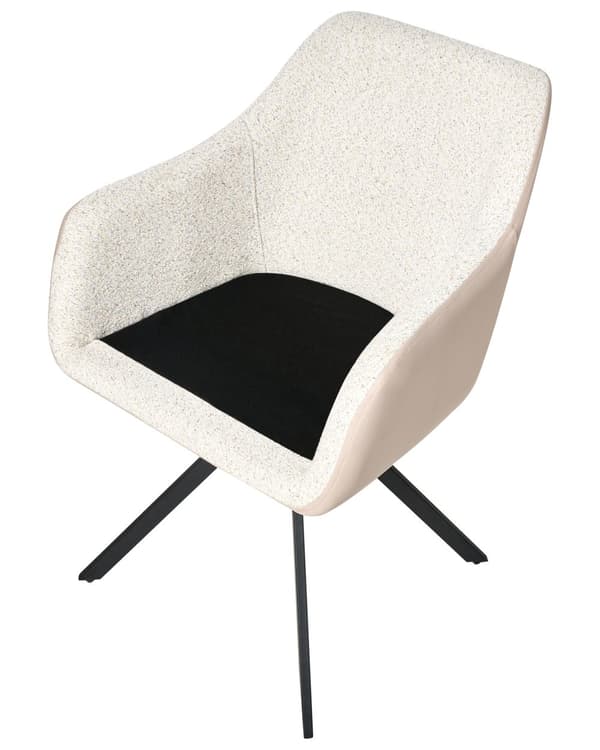 Sett med 2 Stoler i Lys Beige Boucle og Kunstskinn Metallben til Spisestue
