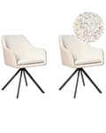 Miniatyrbilde 1 av 11: Sett med 2 Stoler i Lys Beige Boucle og Kunstskinn Metallben til Spisestue