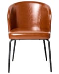 Miniatyrbilde 5 av 10: Sett med 2 Spisestoler Gyllenbrunt Kunstskinn Polstret Sete Slanke Metallben