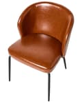 Miniatyrbilde 7 av 10: Sett med 2 Spisestoler Gyllenbrunt Kunstskinn Polstret Sete Slanke Metallben