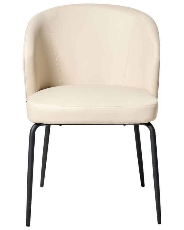 Sett med 2 Spisestoler Lysebeige Kunstskinn Polstret Sete Slanke Metallben