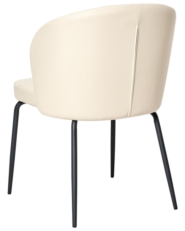 Sett med 2 Spisestoler Lysebeige Kunstskinn Polstret Sete Slanke Metallben
