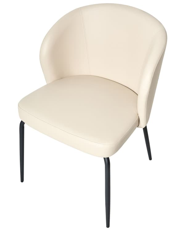 Sett med 2 Spisestoler Lysebeige Kunstskinn Polstret Sete Slanke Metallben