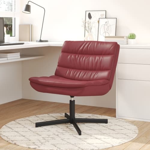Snurrstol Vinröd Konstläder Standard Snurrbar Rund Modern
