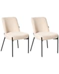 Miniatyrbilde 4 av 11: Sett med 2 Spisestuestoler Lys Beige Boucle-trekk Svart Understell Jernramme Retro Design