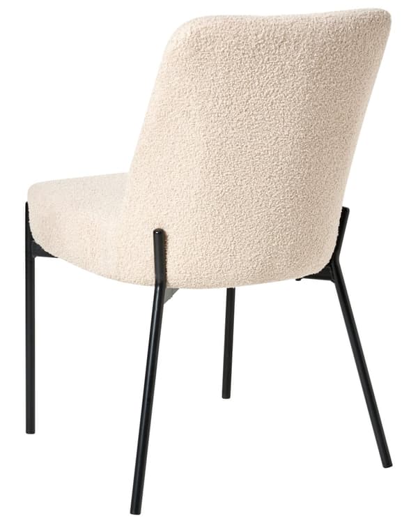 Sett med 2 Spisestuestoler Lys Beige Boucle-trekk Svart Understell Jernramme Retro Design