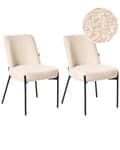 Miniatyrbilde 1 av 11: Sett med 2 Spisestuestoler Lys Beige Boucle-trekk Svart Understell Jernramme Retro Design