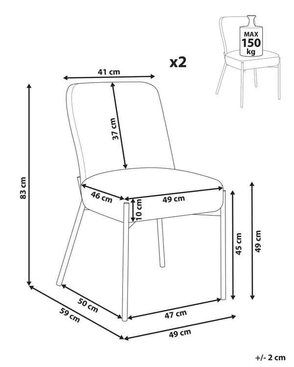 Sett med 2 Spisestuestoler Mørkegrønt Boucle-trekk Svart Understell Jernramme Retro Design