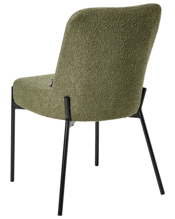 Sett med 2 Spisestuestoler Mørkegrønt Boucle-trekk Svart Understell Jernramme Retro Design