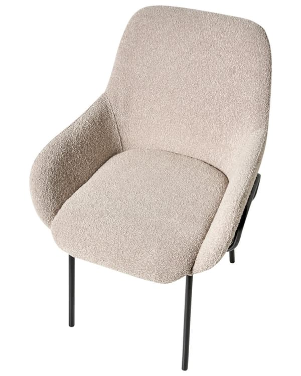 Spisestuestol Beige Boucle Polstring Svart Understell Jernramme Retro Design
