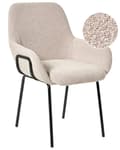 Miniatyrbilde 1 av 9: Spisestuestol Beige Boucle Polstring Svart Understell Jernramme Retro Design