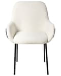 Miniatyrbilde 5 av 10: Spisestuestol Off-White Boucle Polstring Svart Understell Jernramme Retro Design