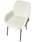 Miniatyrbilde 7 av 10: Spisestuestol Off-White Boucle Polstring Svart Understell Jernramme Retro Design