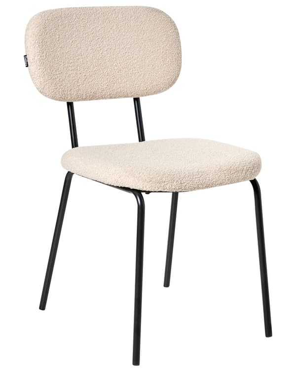 Sett med 2 Spisestuestoler Beige Boucle-trekk Svart Understell Jernramme Retro Design