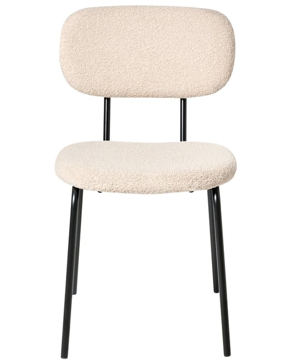 Sett med 2 Spisestuestoler Beige Boucle-trekk Svart Understell Jernramme Retro Design