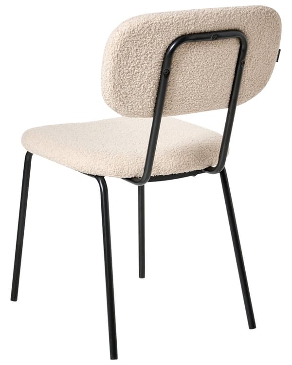 Sett med 2 Spisestuestoler Beige Boucle-trekk Svart Understell Jernramme Retro Design