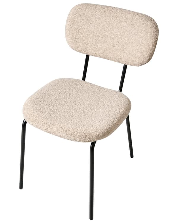 Sett med 2 Spisestuestoler Beige Boucle-trekk Svart Understell Jernramme Retro Design