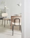 Miniatyrbilde 2 av 11: Sett med 2 Spisestuestoler Beige Boucle-trekk Svart Understell Jernramme Retro Design