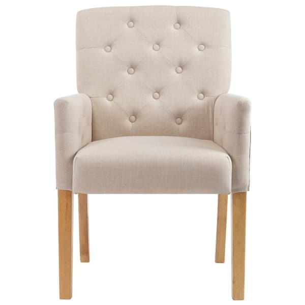 Matstolar med armstöd 2 st beige tyg