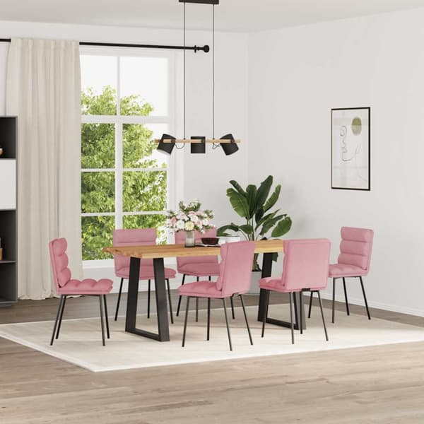 Matstolar 6 st rosa sammet