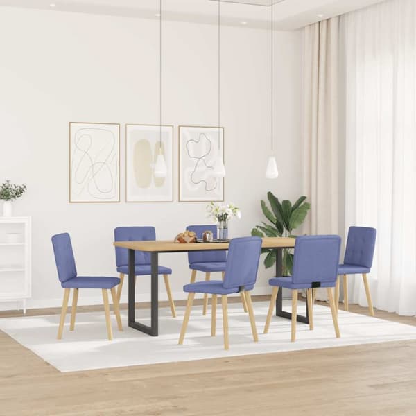 Matstolar 6 st Jeans blått tyg