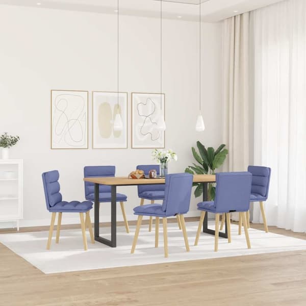 Matstolar 6 st Jeans blått tyg