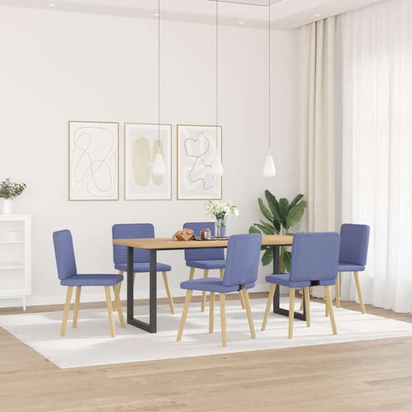 Matstolar 6 st Jeans blått tyg