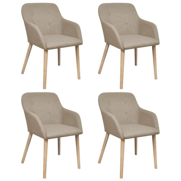 Matstolar 4 st beige tyg och massiv ek