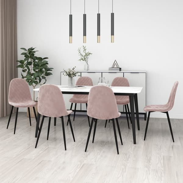Matstolar 6 st rosa sammet