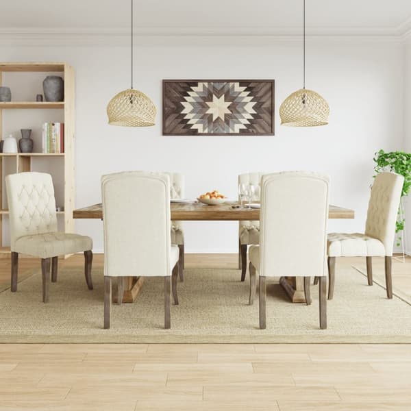 Matstolar 6 st beige linnedesign tyg