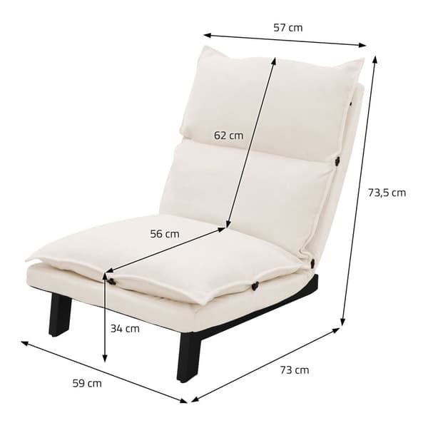 ML-Design golvstol beige, golvstol klädd med justerbart ryggstöd, linneöverdrag, robust stålram, sittdyna golvsoffa golvsoffa golvstol golvdyna