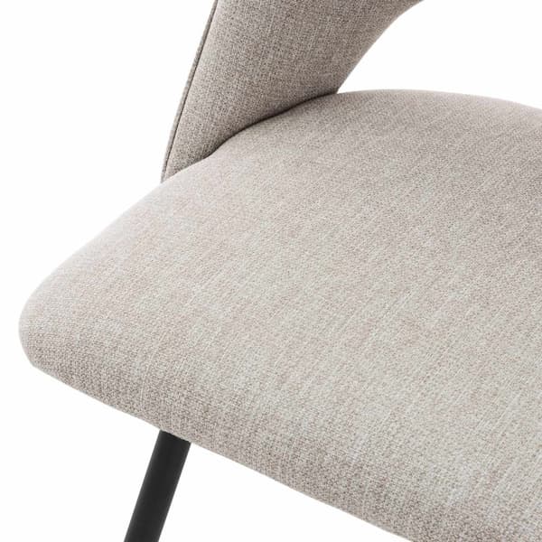 ML-Design matsalsstolar set om 4 beige, vardagsrumsstolar i tyg med svarta metallben, köksstolar med ryggstöd, stoppade stolar för matsal vardagsrum