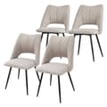 Miniatyrbild 1 av 7: ML-Design matsalsstolar set om 4 beige, vardagsrumsstolar i tyg med svarta metallben, köksstolar med ryggstöd, stoppade stolar för matsal vardagsrum