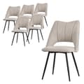 Miniatyrbild 1 av 7: ML-Design matsalsstolar set om 6 beige, vardagsrumsstolar i tyg med svarta metallben, köksstolar med ryggstöd, stoppade stolar för matsal vardagsrum