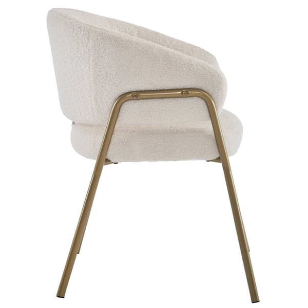 Spisebordsstole 6-pak – Hvidt lammefløjl med guldben – Moderne elegante stole til spisestue og køkken