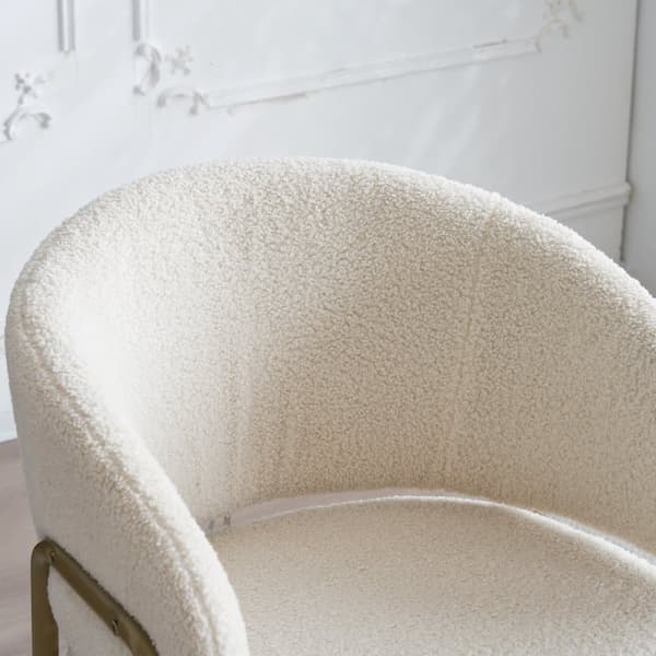 Spisebordsstole 6-pak – Hvidt lammefløjl med guldben – Moderne elegante stole til spisestue og køkken