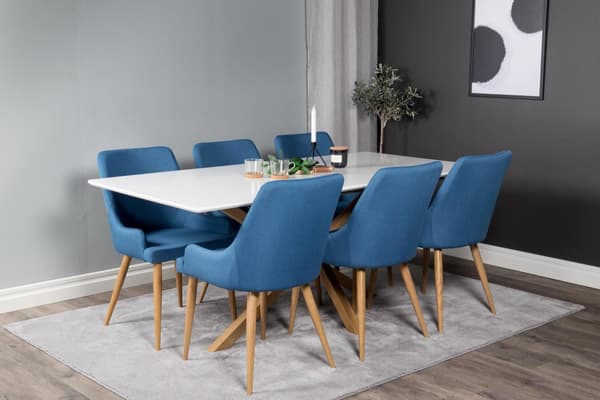 FURNLUX MATSALSSTOL PLAZA BLÅ & EK 49CM