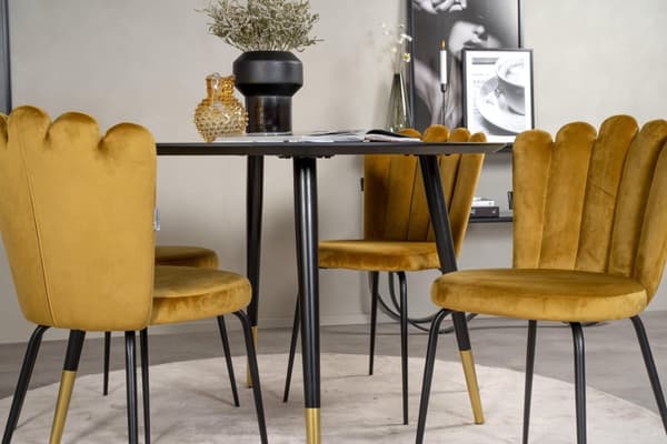 FURNLUX RUOKASALIN TUOLI LIMHAMN SINAPPI KELTAINEN & MUSTA 45CM
