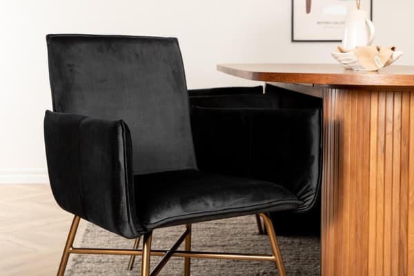 FURNLUX RUOKASALIN TUOLI PETRA MUSTA & KULTA 57CM