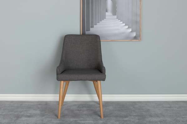 FURNLUX MATSALSSTOL PLAZA MÖRKGRÅ & EK 49CM