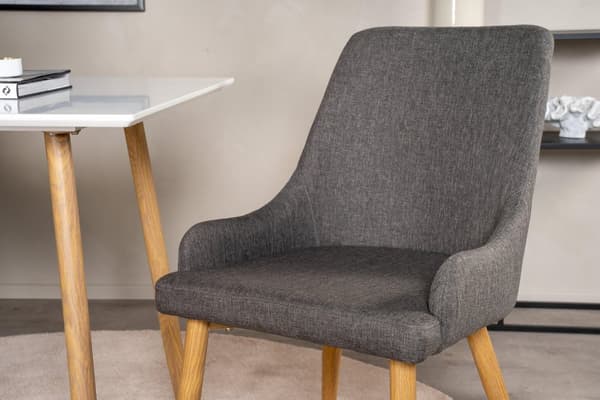 FURNLUX MATSALSSTOL PLAZA MÖRKGRÅ & EK 49CM