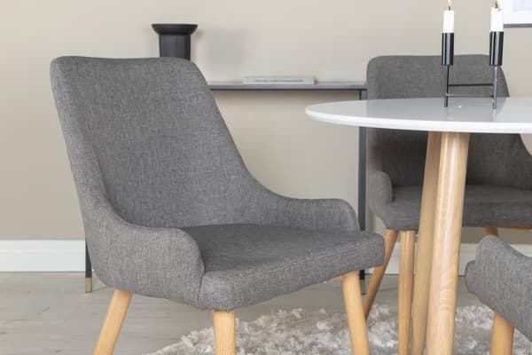 FURNLUX MATSALSSTOL PLAZA MÖRKGRÅ & EK 49CM