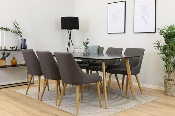 FURNLUX MATSALSSTOL PLAZA MÖRKGRÅ & EK 49CM