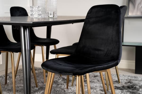 FURNLUX MATSALSSTOL POLAR SVART & GULD 44CM