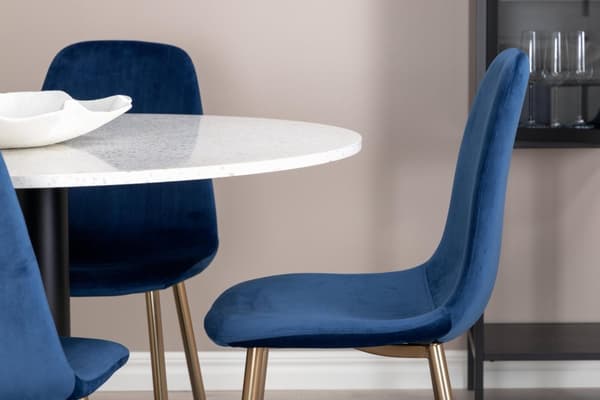 FURNLUX MATSALSSTOL POLARBLÅ & GULD 44CM