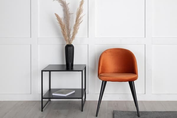 FURNLUX RUOKASALIN TUOLI SAMETTI ORANSSI & MUSTA 50CM