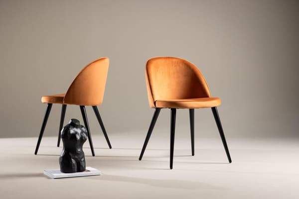 FURNLUX RUOKASALIN TUOLI SAMETTI ORANSSI & MUSTA 50CM