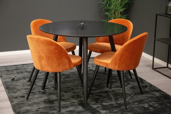 FURNLUX RUOKASALIN TUOLI SAMETTI ORANSSI & MUSTA 50CM